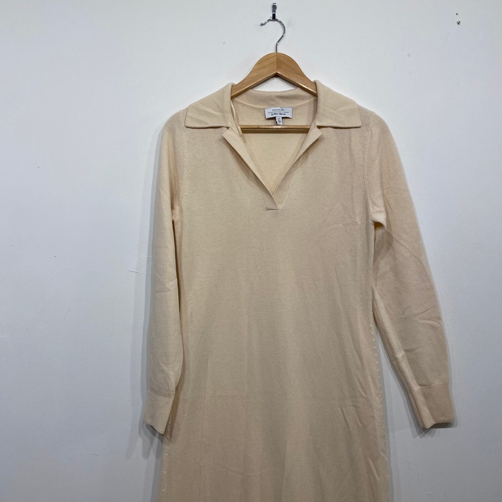 & Other Stories Wool Knit Polo Midi Dress Cream Beige Womens S - Picture 7 of 7
